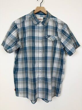 Simms Plaid Short Sleeve Button Up Shirt Mens L Fishing Outdoor